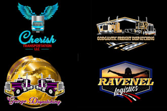 design trucking business transport dispatcher logistics logo