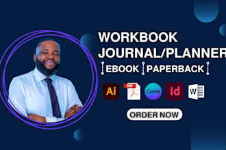 design journal, workbook, planner and worksheet on canva pdf documents for kdp