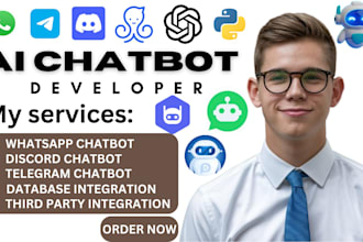 integrate openai api to build ai chatbot for whatsapp, telegram, discord app