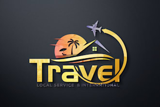 design travel agency, tourism and adventure resort brand logo
