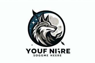 do unique wolf cartoon mascot logo design