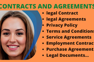 write legal contract, agreement, privacy policy, legal documents as a lawyer