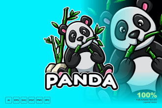 make esport teddy mascot panda logo