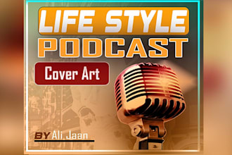 o modern podcast cover art, podcast logo and any graphics design professionally