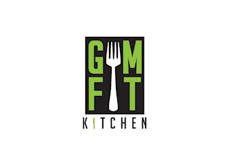 create a modern creative healthy food kitchen logo design