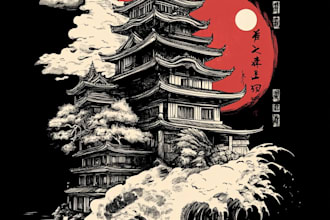 create t shirt design on graffiti art, japanese art