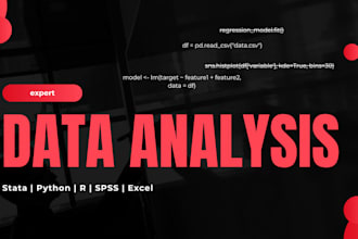 do statistical data analysis in python, r, spss, excel or stata