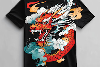 make stunning japanese style tattoo t shirt design