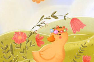 illustrate adorable characters, doodles, and food art