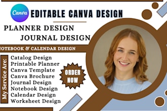 do custom notebook kdp journal catalog calendar canva editable planner design