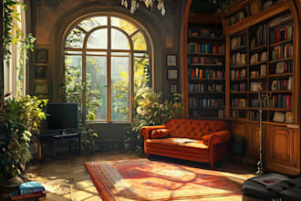 make fantasy art illustration and environment background art