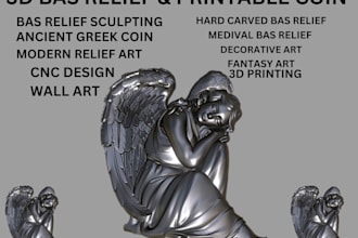 do 3d bas relief for 3d printing,3d coin medallion, cnc relief render bas sculpt