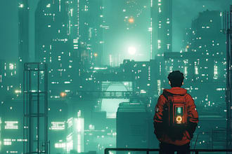 make cyberpunk city and 2d digital cyberpunk logo