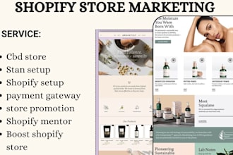 shopify mentor, stan store setup, cbd store promotion marketing cpayment gateway
