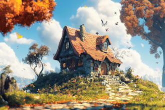 make a sci fi fantasy environment concept art and background