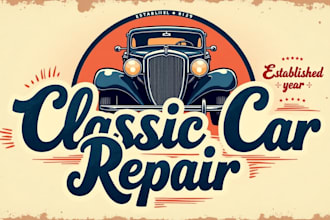 do unique classic car repair logo with unlimited revision