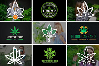 do modern cannabis, marijuana, hemp, weed and vape or medical  logo design