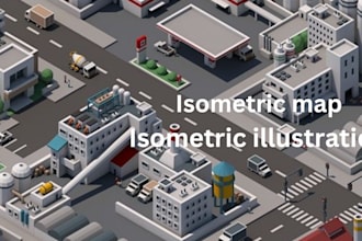 create high quality 3d isometric illustration vector map and infographic