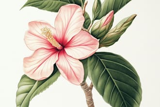 create a botanical watercolor of flowers, plants