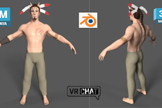 model a custom vrchat avatar vrc character furry from scratch for PC and quest