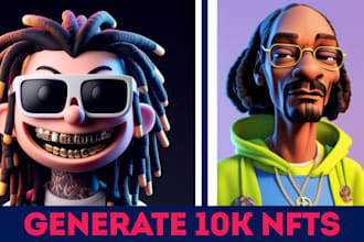 do 2d art 3d nft character design, nft pfps, nft artwork 10k nft art collection