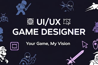 2d games ui UX design for mobile games and game poster