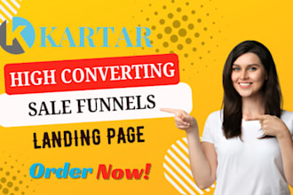 build sales funnels, landing page in clickfunnels, gohighlevel, kartra, kajabi