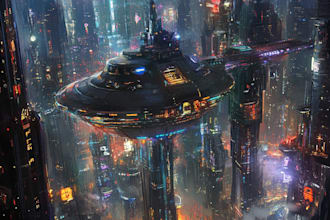 design environment illustration of science fiction city, cyberpunk