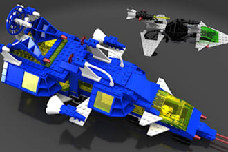create custom 3d lego car, lego vehicle, lego moc,  pdf with manual instruction