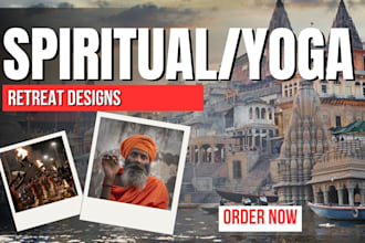 design yoga, spiritual retreat brochure, flyer, print design, media design, ads