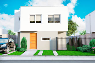 render 3d facade exterior, villa design, ultra rendering, home decor,sofa render