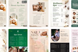 design nail salon menu, beauty salon price list, spa menu, post