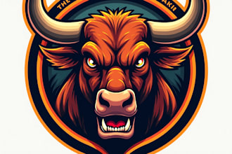 do creative angry bull logo with my own unique creativity