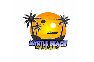 design colorful myrtle beach parasailing logo