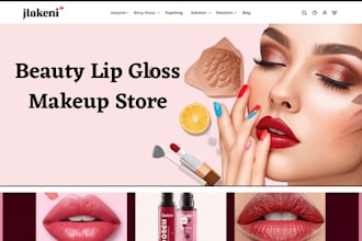 design lip gloss shopify beauty lipstick lip balm cosmetics store nail website