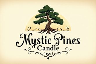 design a unique mystic pines candle logo for your business