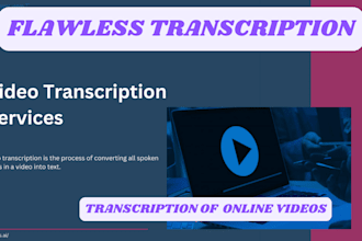 do transcription from audio to text or transcribe video to text or audio, ebook