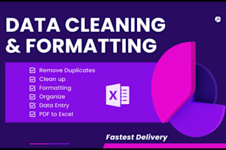 clean, merge, format, split, edit and organize data in excel