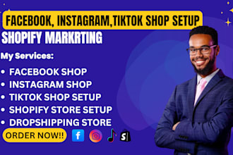 set up tiktok shop, instagram shop, facebook shop, fb ads, shopify integration