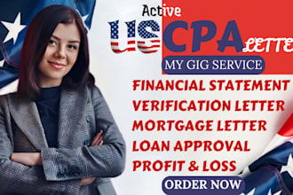 do US CPA letter, profit and loss, financial statement