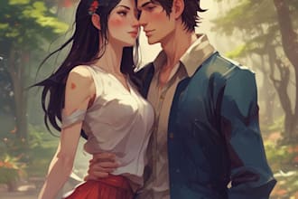 make a anime couple character art anime style