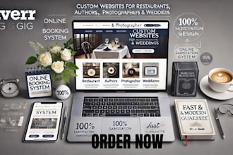 build restaurant author photographer wedding website with online booking website