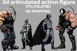 create 3d articulated action figure, toys figure, 3d object, modify model, print