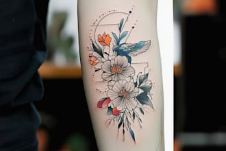 use my approach to create a minimalist line art tattoo