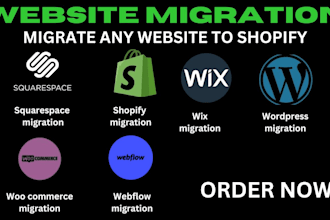 migrate wix squarespace wordpress ecwid magento webflow website to shopify store