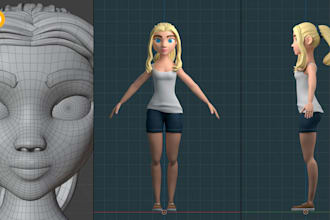 fix 3d topology error, retexture 3d model,stylized 3d character model,animate 3d
