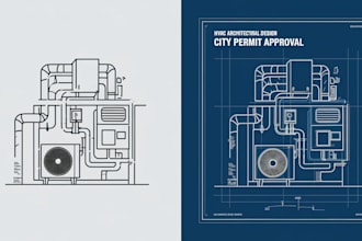 design patent technical line hvac drawing architecture for city permit blueprint