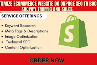 optimize ecommerce website, do onpage seo to boost shopify traffic and sales