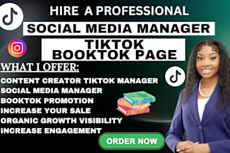 be your social media manager tiktok booktok page content creator tiktok manager