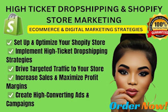 build high ticket dropshipping shopify store and marketing for maximum sales
